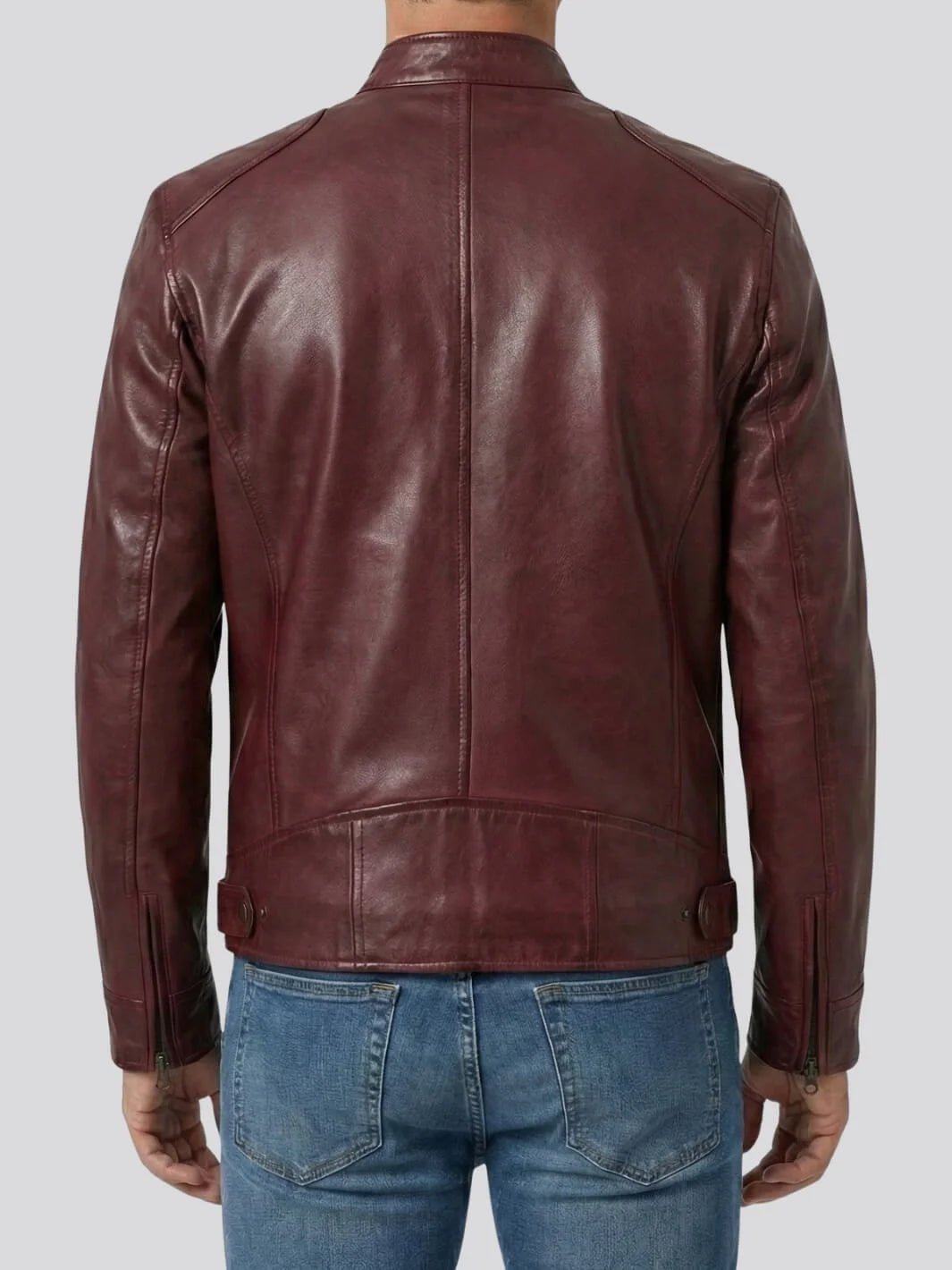 Dodge Men’s Burgundy Leather Jacket | Biker Style - Image 2