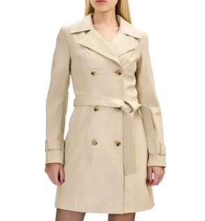 Lambskin-Leather-Double-Breasted-Trench-Coat-Beige