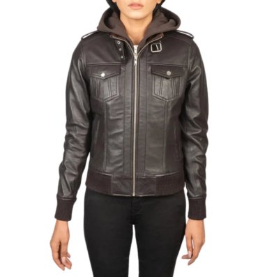Leather-Hooded-Dark-Brown-Bomber-Jacket-Women_s