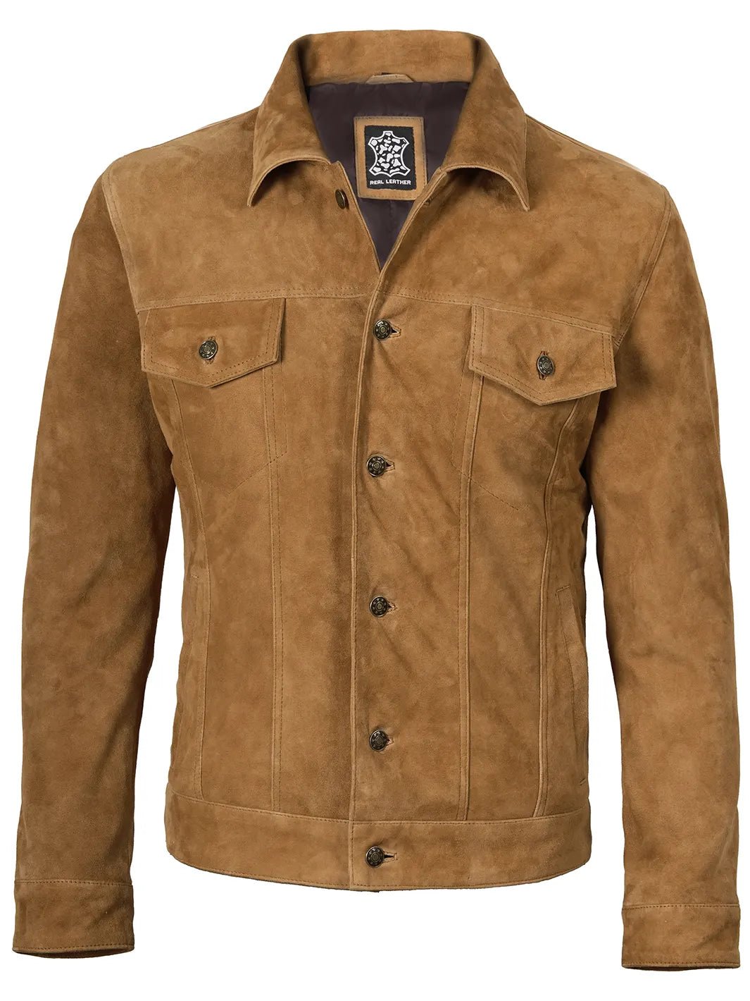 Logan Men's Light Brown Suede Trucker Jacket - Image 3