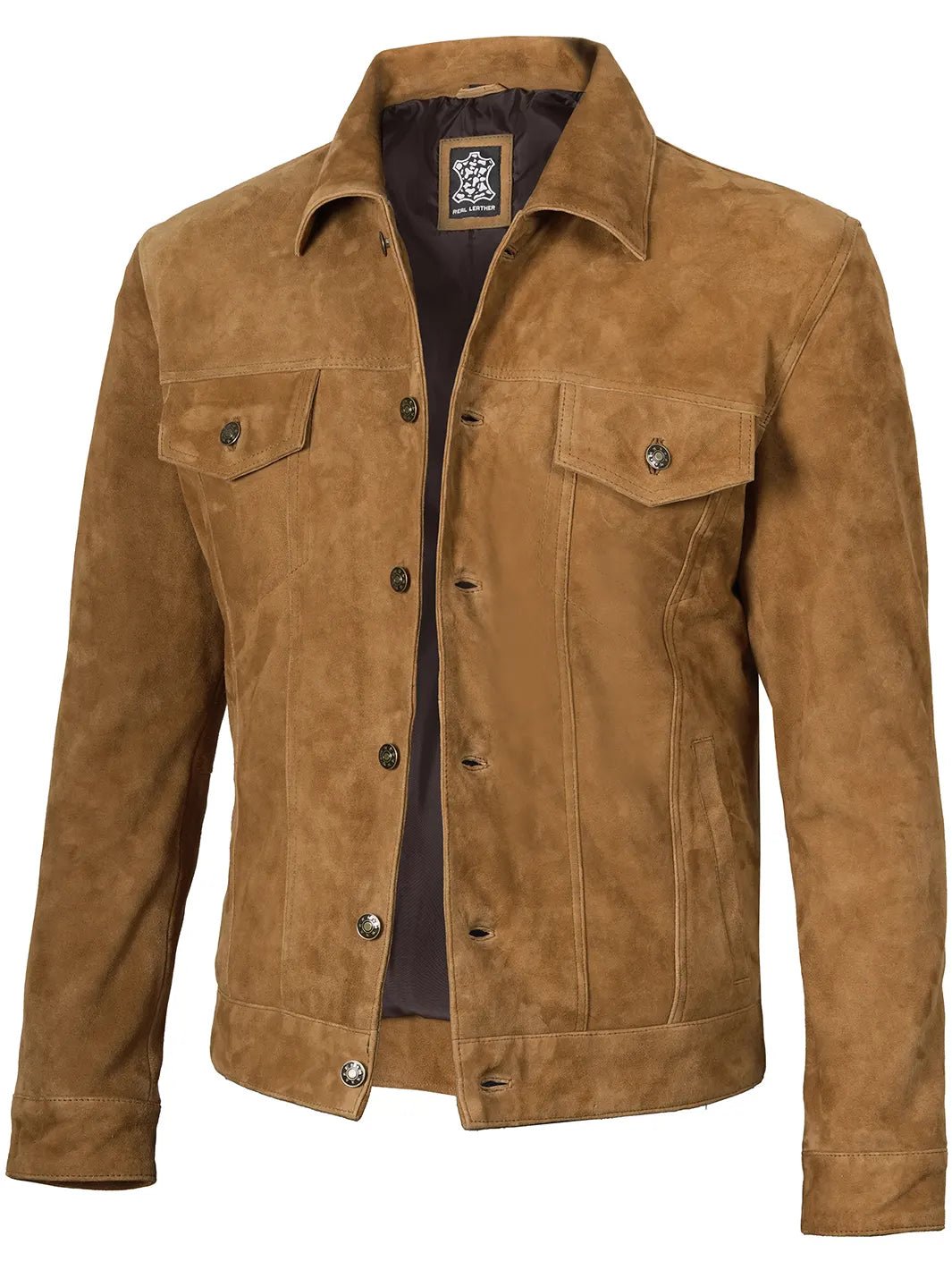 Logan Men's Light Brown Suede Trucker Jacket - Image 2