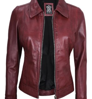 Maroonleatherjacket