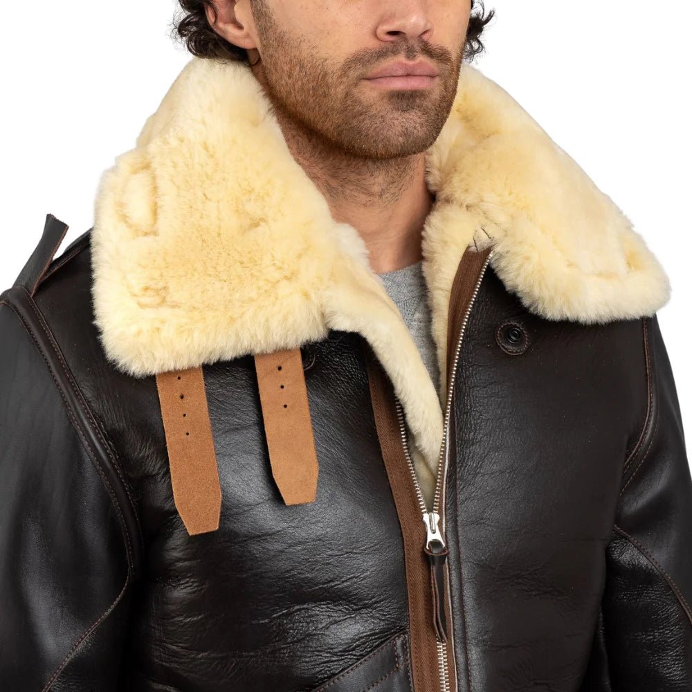 Men's B-3 Sheepskin Shearling Flight Jacket – Heritage Aviator Bomber - Image 2