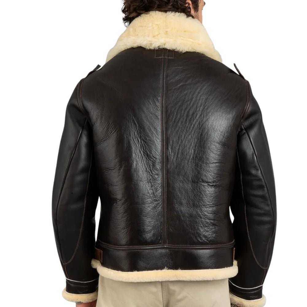 Men's B-3 Sheepskin Shearling Flight Jacket – Heritage Aviator Bomber - Image 8