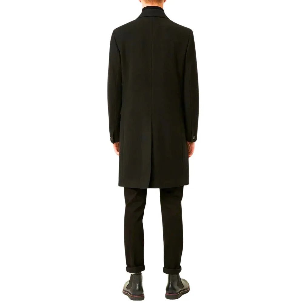 Men’s Black Double Breasted Wool Trench Coat - Image 7