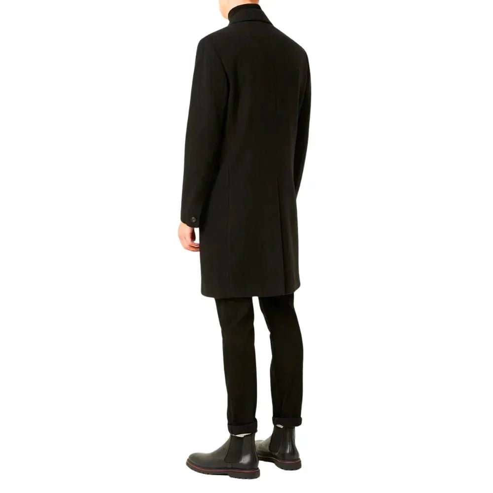 Men’s Black Double Breasted Wool Trench Coat - Image 5