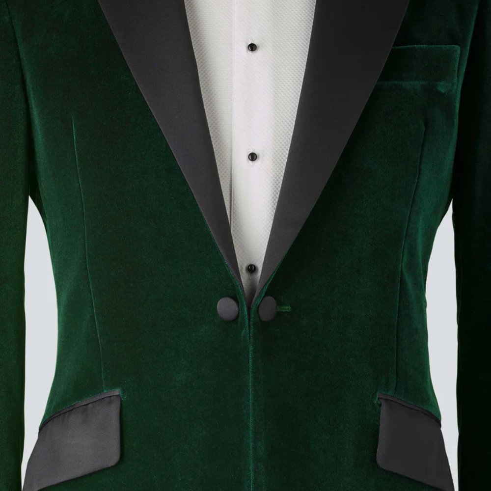Men’s Green Velvet Single-Breasted Tuxedo Jacket — Peak Lapel - Image 3