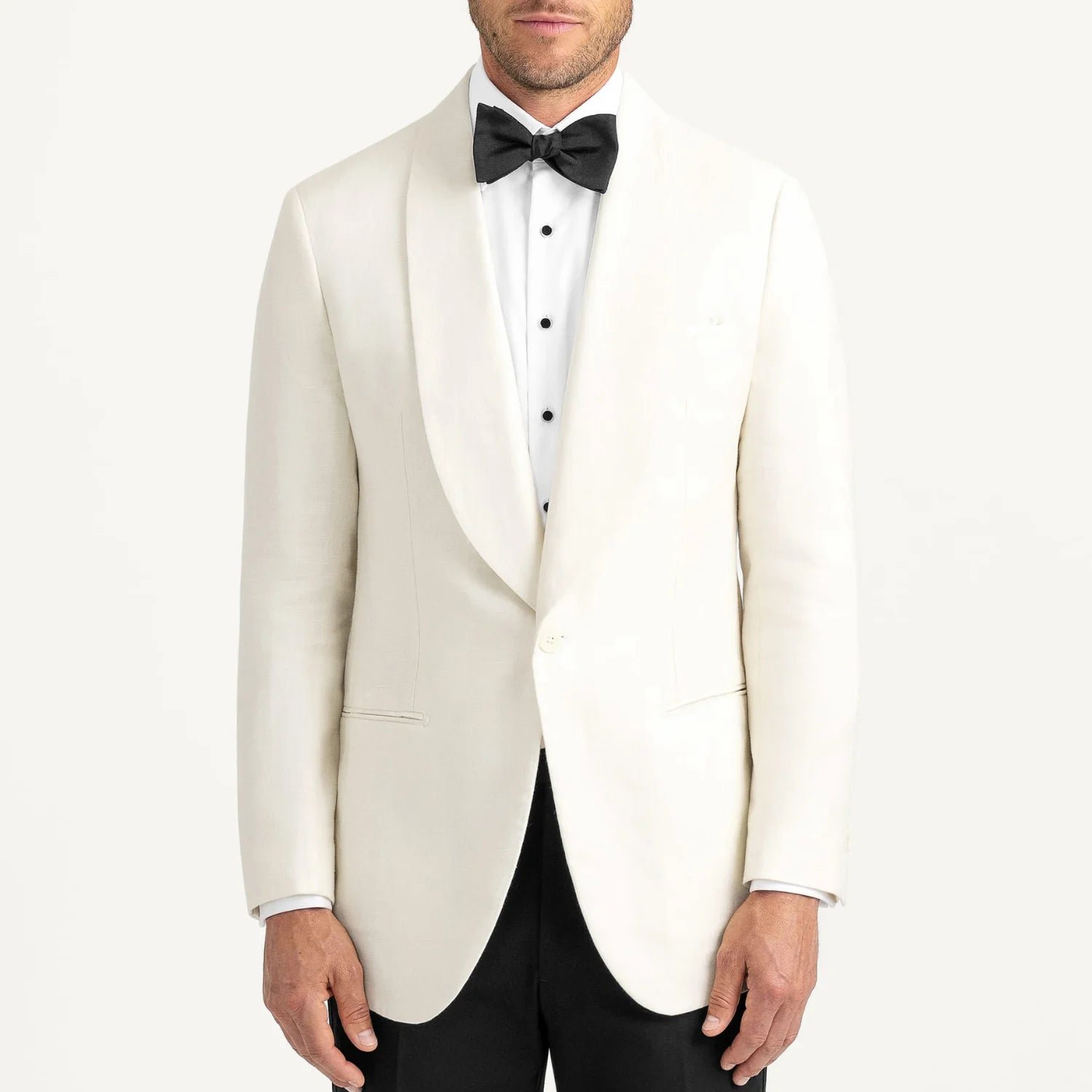 Mens Shawl Lapel Cream Linen Blend Dinner Jacket - Image 4