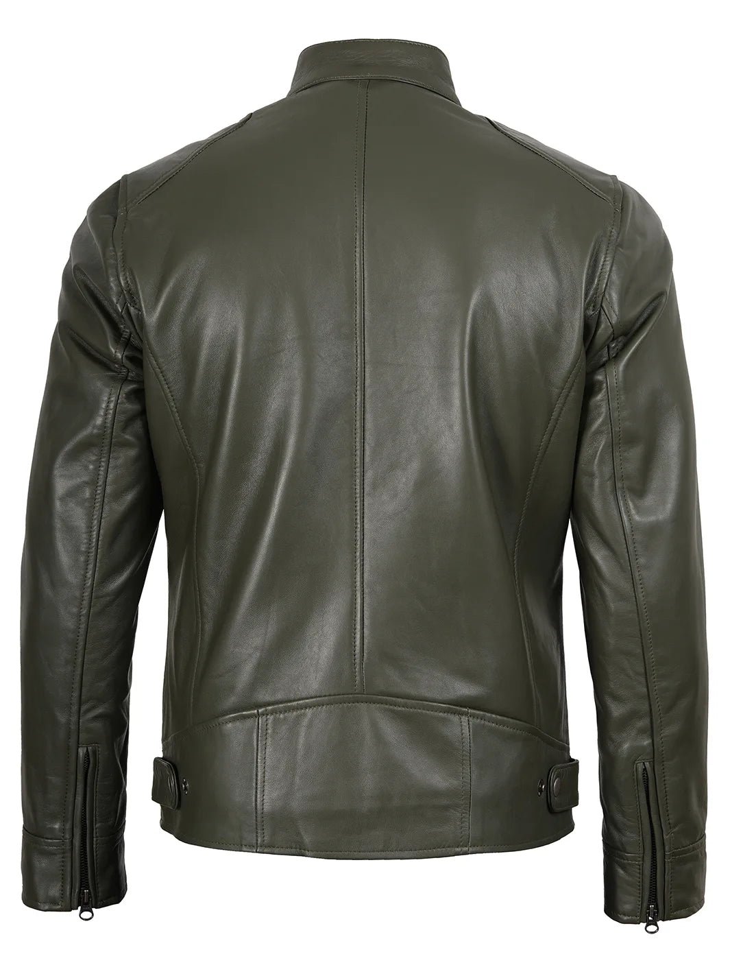 Dodge Men’s Green Leather Jacket | Biker Style - Image 2