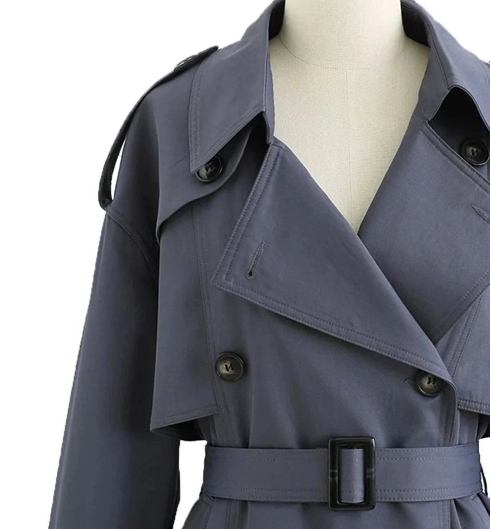 Men’s Pitt Grey Wool Blend Trench Coat - Image 3