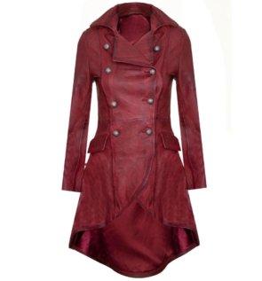 Red-Women_s-Double-Breasted-Leather-Trench-Coat