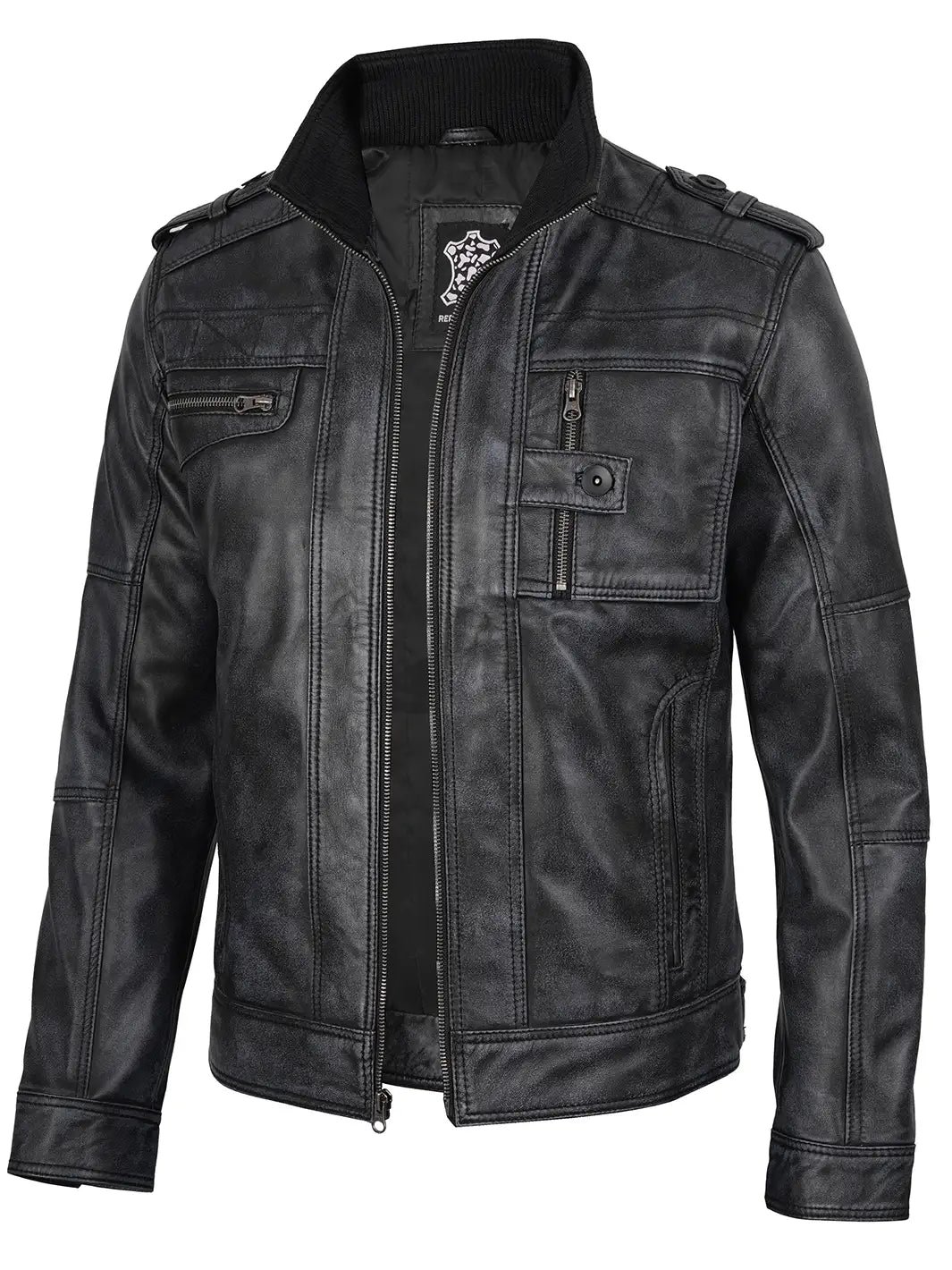 Men's Black Leather Biker Jacket