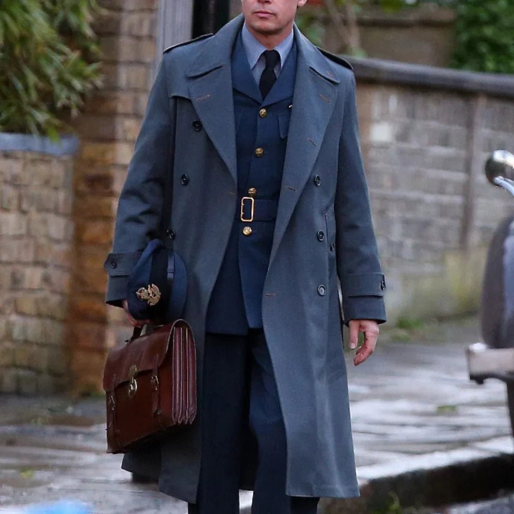 Men’s Pitt Grey Wool Blend Trench Coat - Image 5