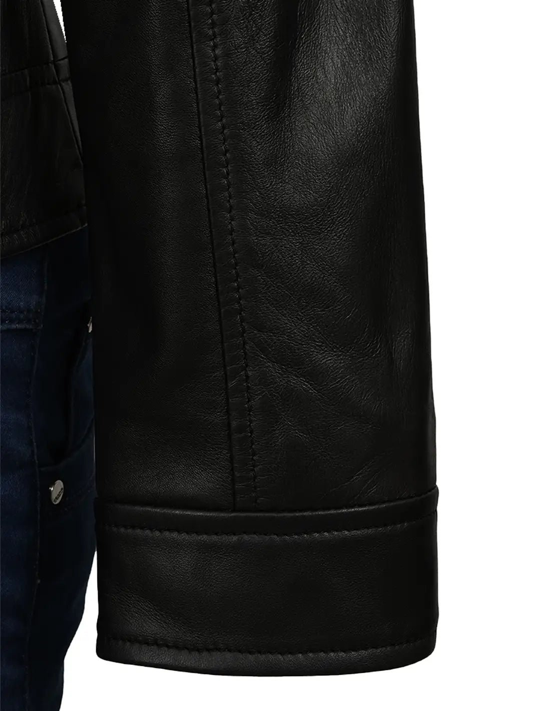 Women's Classic Black Harrington Leather Jacket - Image 4