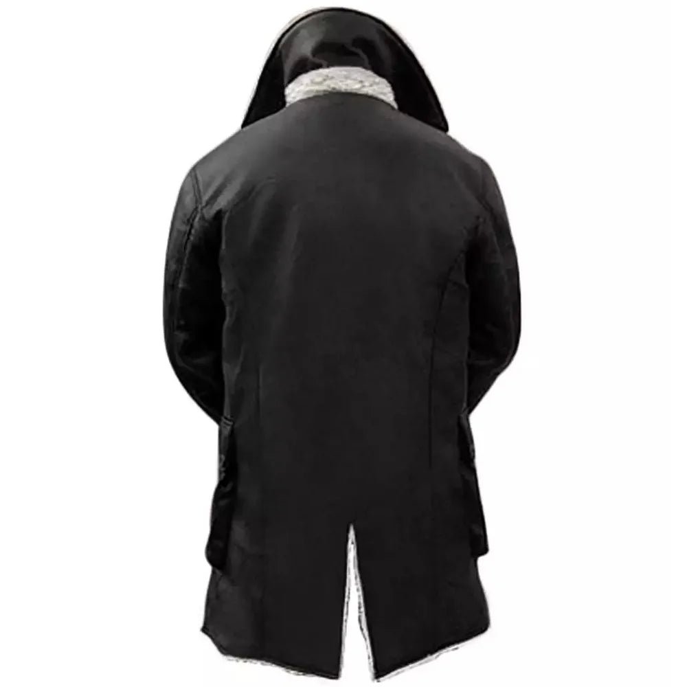 Bane Men’s Black Leather Sherpa Coat – Classic Winter Outerwear - Image 2