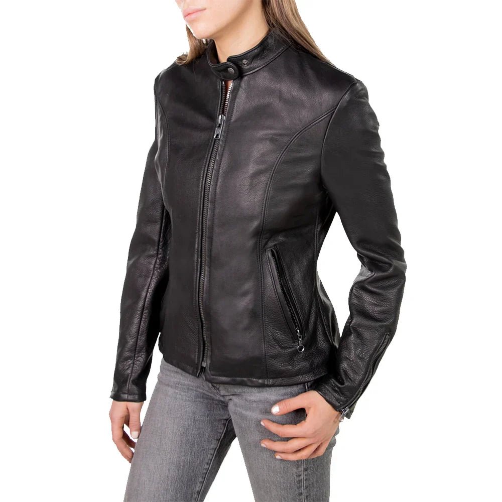 Cowhide Black Leather Jacket Womens - Image 2