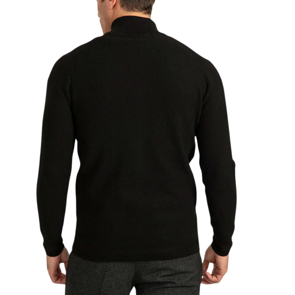 Men's Black Full Zip Through Cardigan Knit Jacket - Image 6
