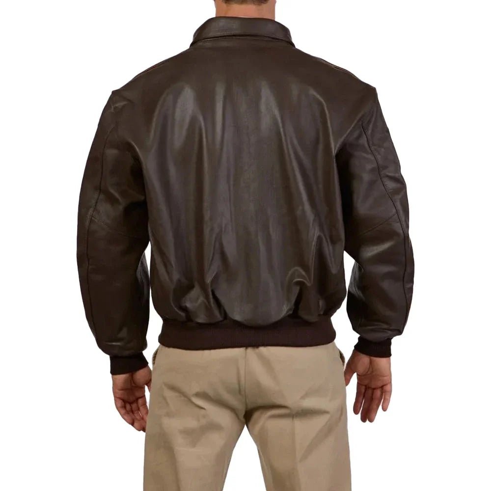 A2 Distressed Aviator Brown Leather Bomber Jacket - Image 4