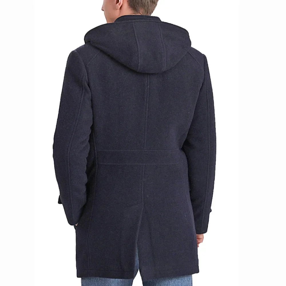Men's Navy Blue Wool Blend Duffle Coat - Image 6