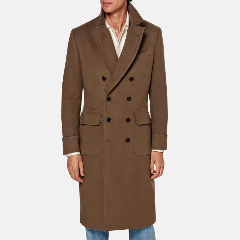 Men’s Dark Brown Double Breasted Wool Trench Coat