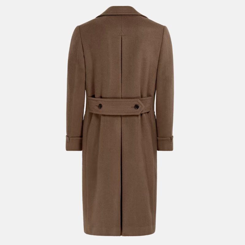 Men’s Dark Brown Double Breasted Wool Trench Coat - Image 5