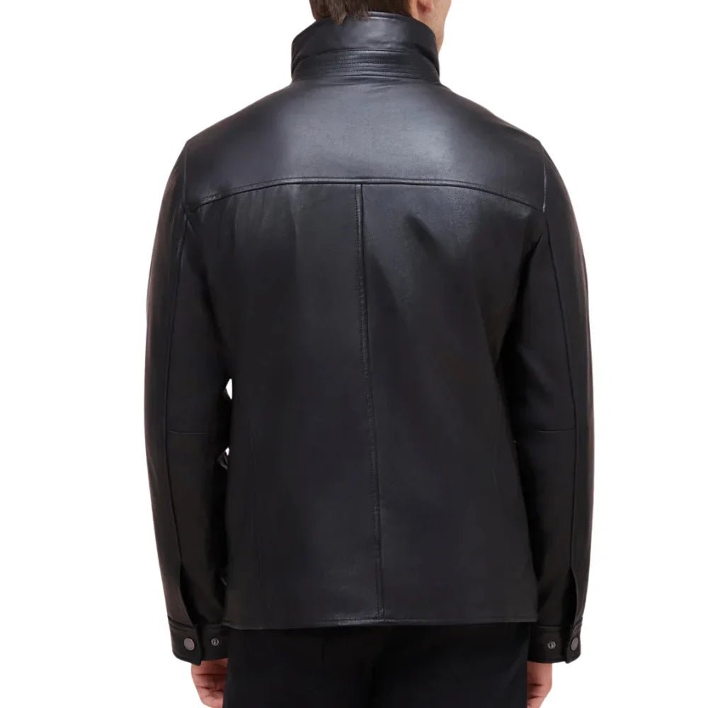 Men’s Black Lamb Leather Jacket with Detachable Quilted Vest - Image 4