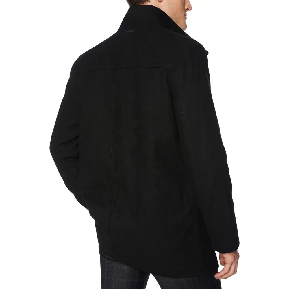 Men's Black Wool Coat - Image 3