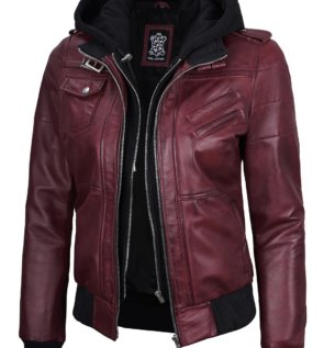 maroon-leather-jacket-hooded