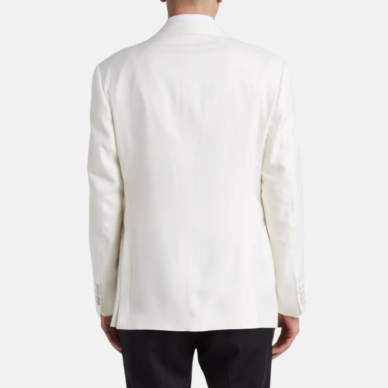 Men’s White Peak Lapel Tuxedo with Black Pants - Image 5