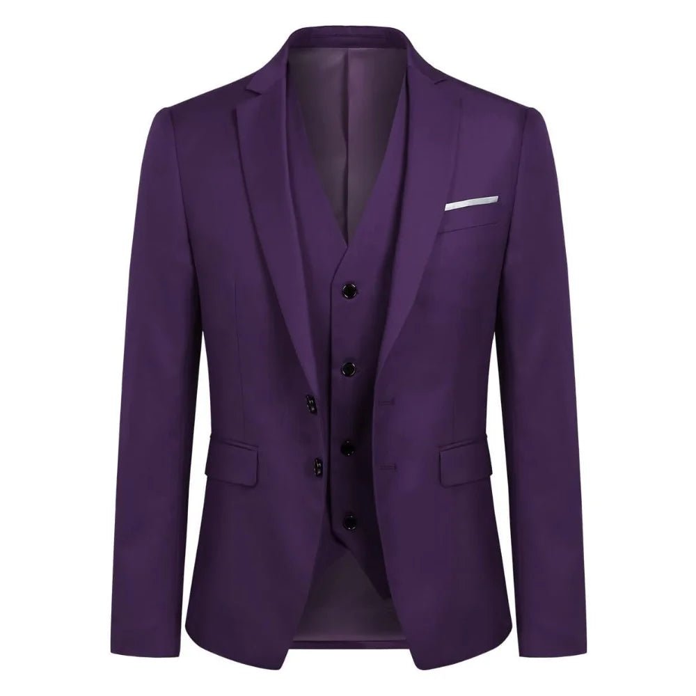 Slim fit Purple Men’s Three Piece Suit with Notch Lapel - Image 2