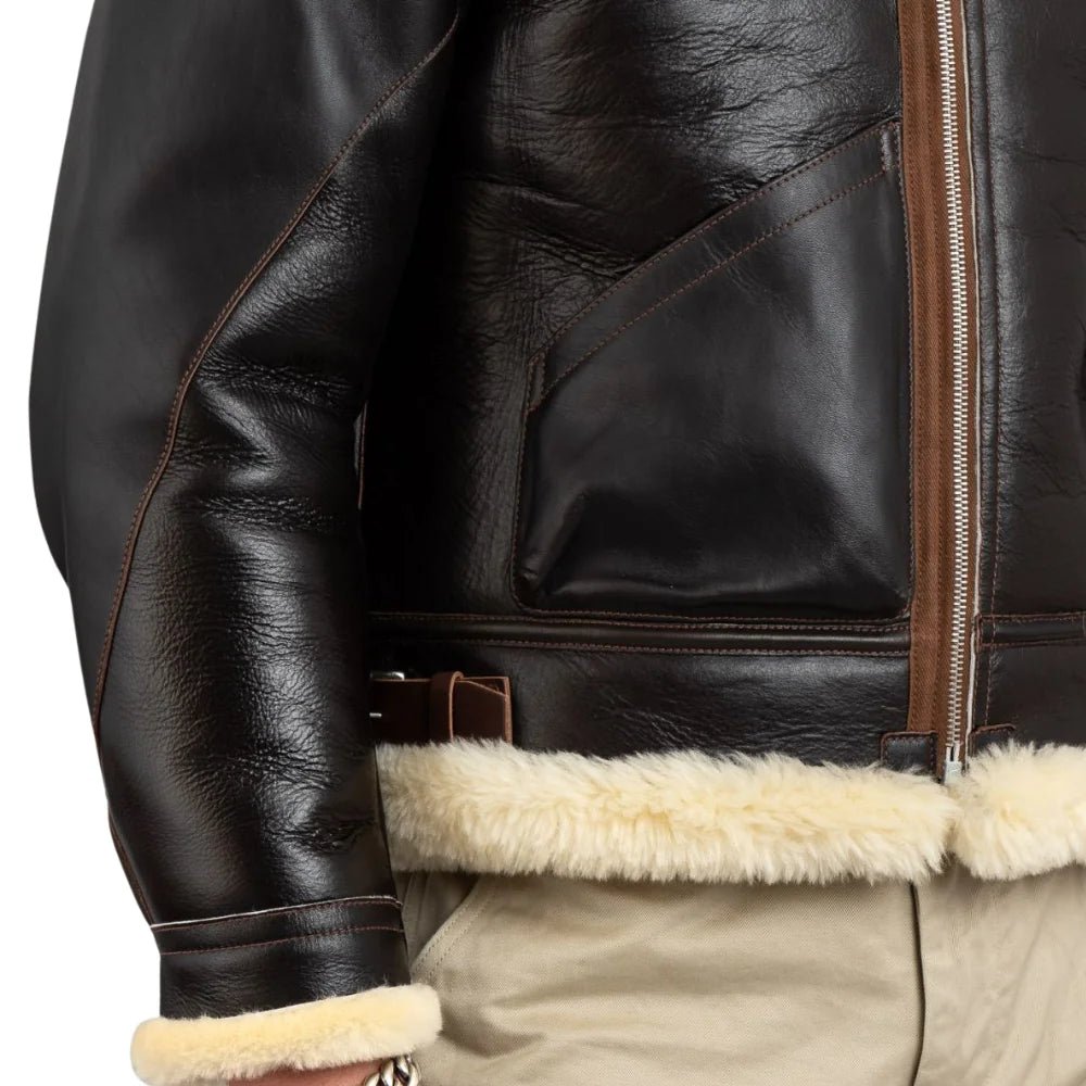 Men's B-3 Sheepskin Shearling Flight Jacket – Heritage Aviator Bomber - Image 4