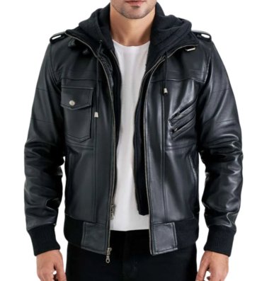 mens-black-hooded-bomber-jacket