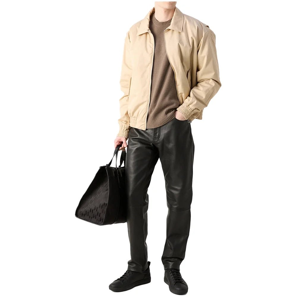 Men's Black Straight Leg Leather Pants - Image 3