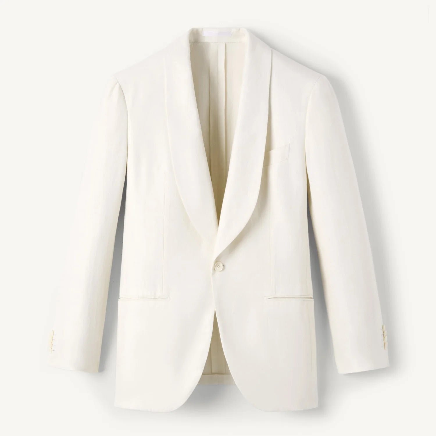 Mens Shawl Lapel Cream Linen Blend Dinner Jacket - Image 7