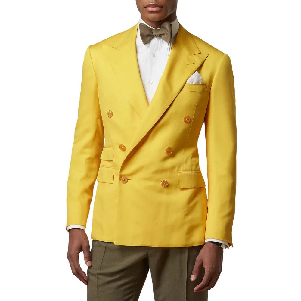 Men’s Yellow Double Breasted Peak Lapel Suit