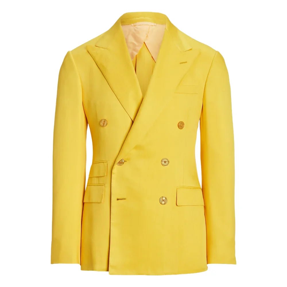 Men’s Yellow Double Breasted Peak Lapel Suit - Image 6