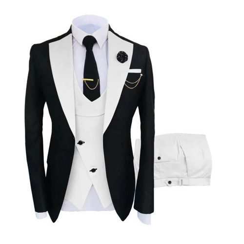 Men's Black Shawl Lapel Three Piece Tuxedo Suit