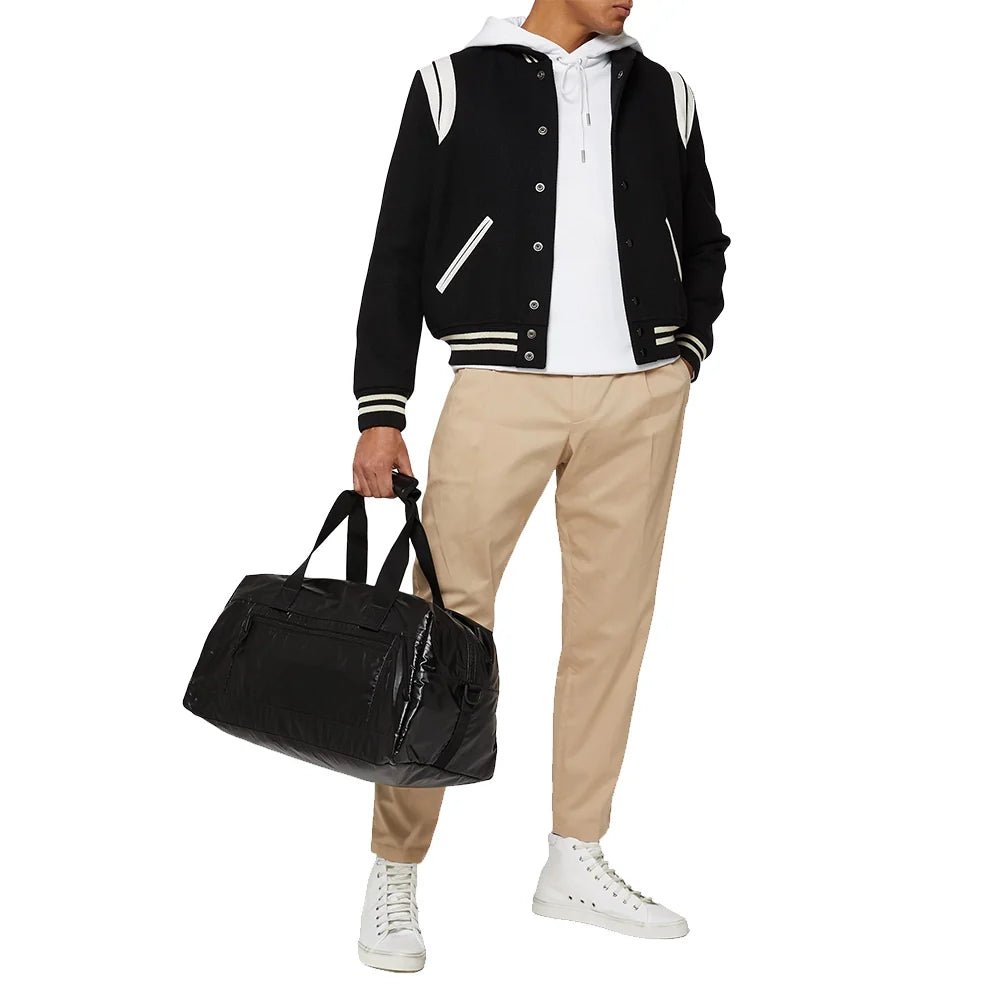 Men's Black & White Hybrid Varsity Jacket - Image 5