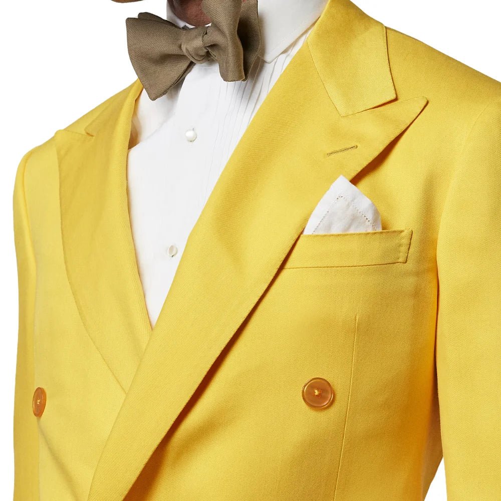 Men’s Yellow Double Breasted Peak Lapel Suit - Image 2