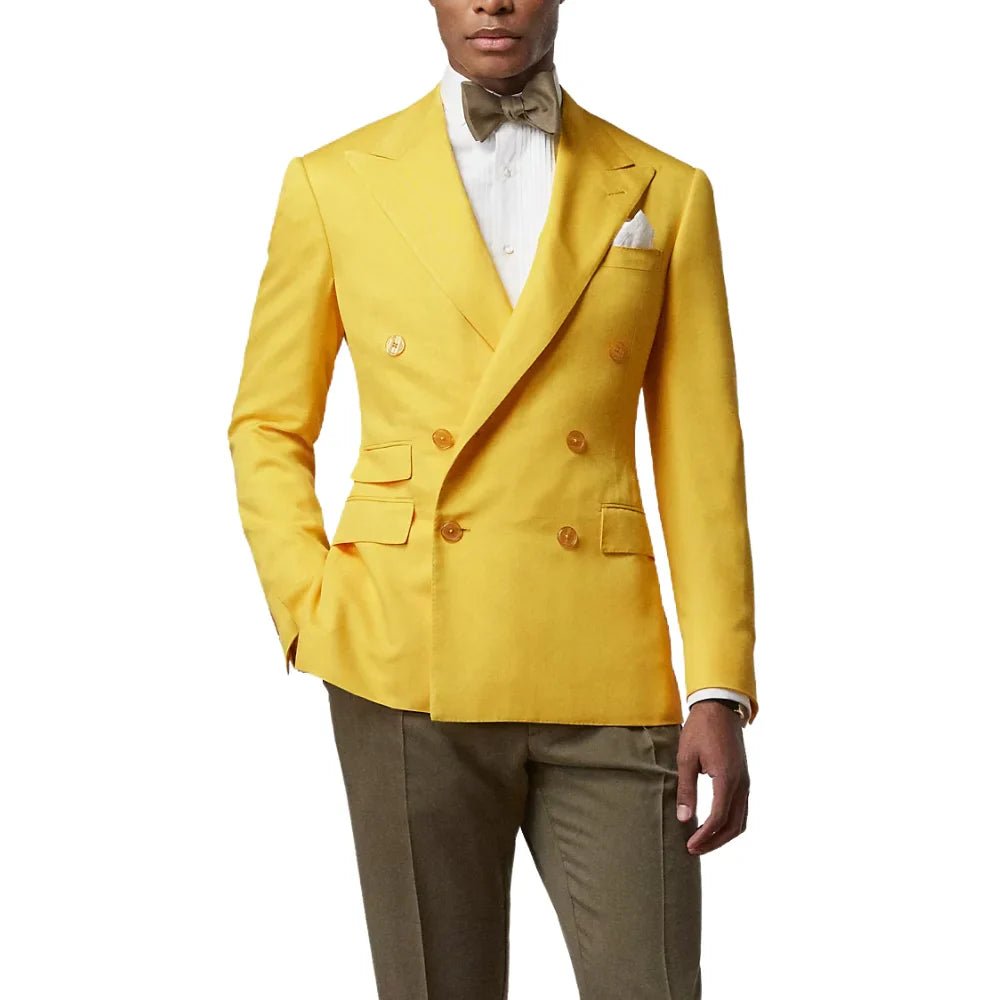 Men’s Yellow Double Breasted Peak Lapel Suit - Image 3