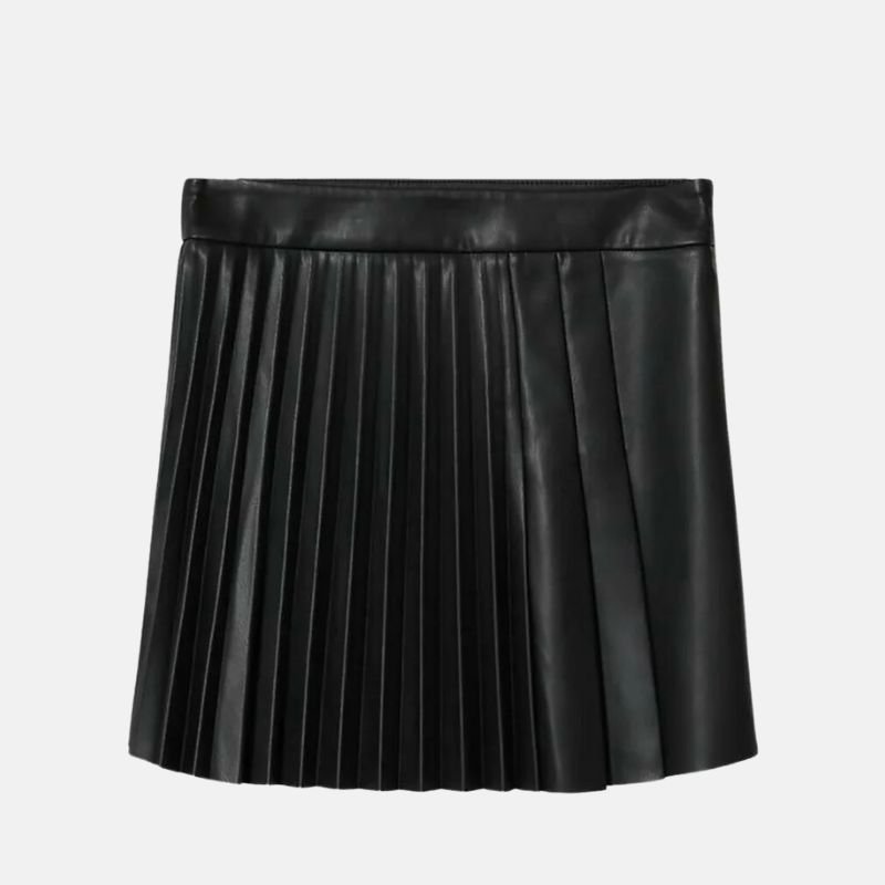 Women's Leather Mini Black Pleated Skirt - Image 5