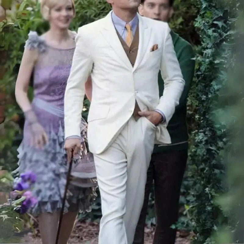 Men’s Off White Gatsby 3 Piece Wedding Suit - Image 2