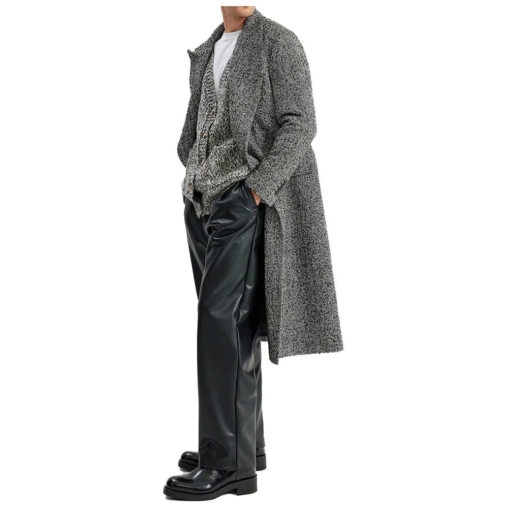 Men's Black Leather Relaxed Fit Pants - Image 3