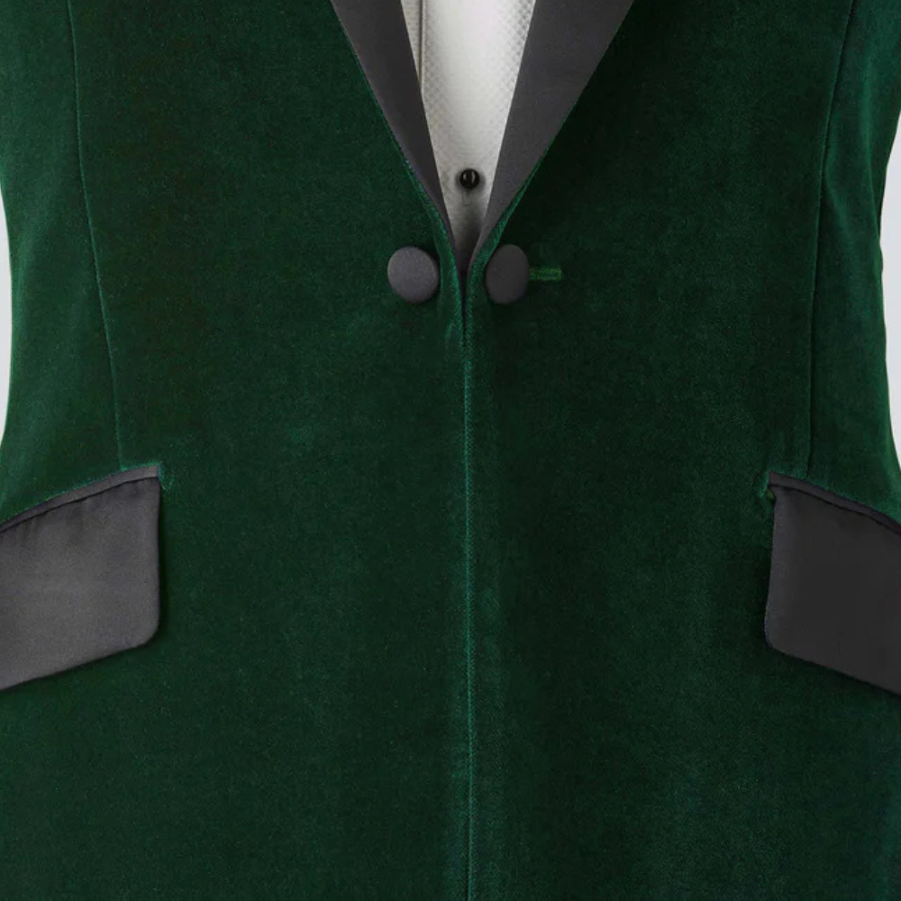Men’s Green Velvet Single-Breasted Tuxedo Jacket — Peak Lapel - Image 4