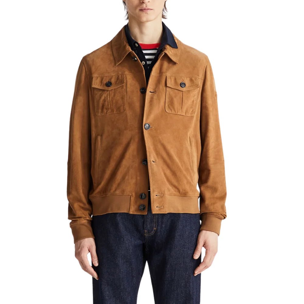 Men's Tan Suede Trucker Jacket - Image 3