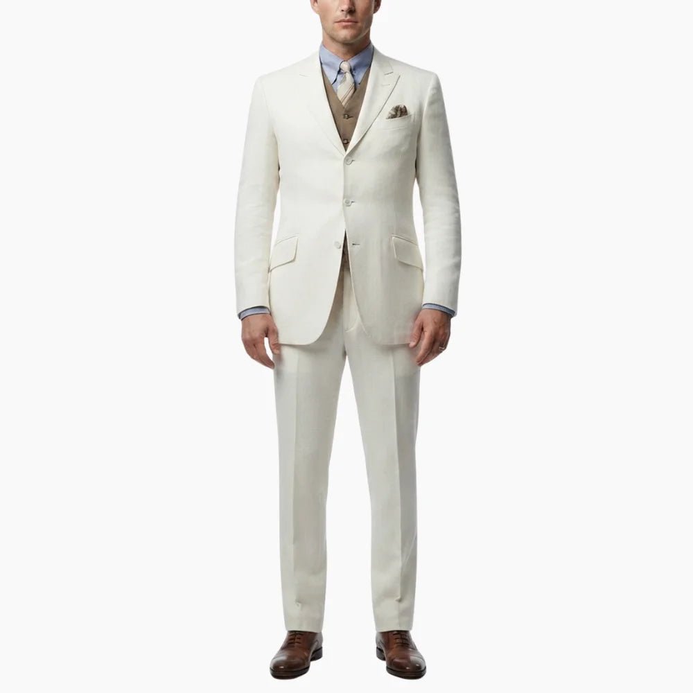 Men’s Off White Gatsby 3 Piece Wedding Suit - Image 4