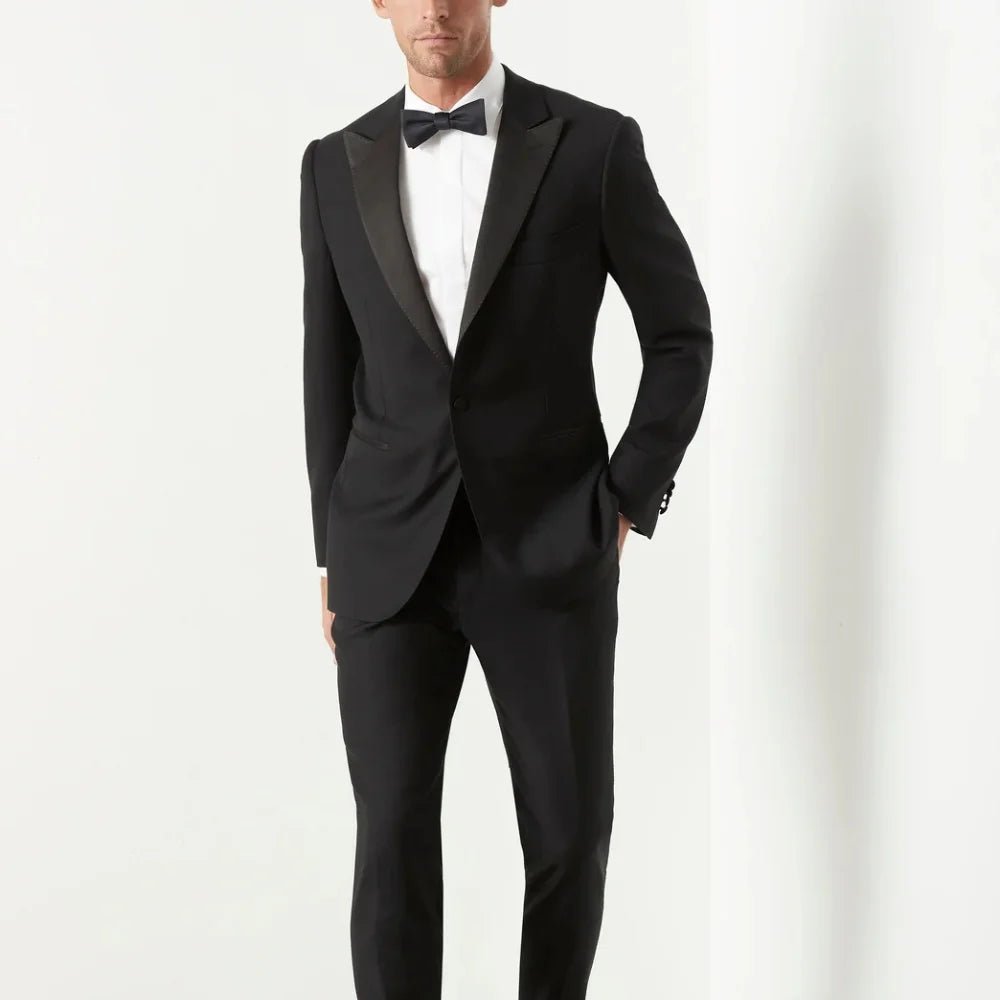 Men's Two-Piece Peak Lapel Merino Wool Tuxedo Suit - Image 8
