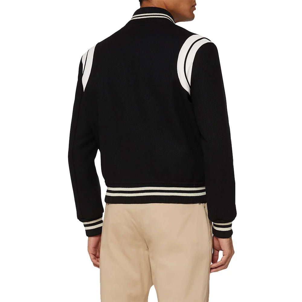 Men's Black & White Hybrid Varsity Jacket - Image 6