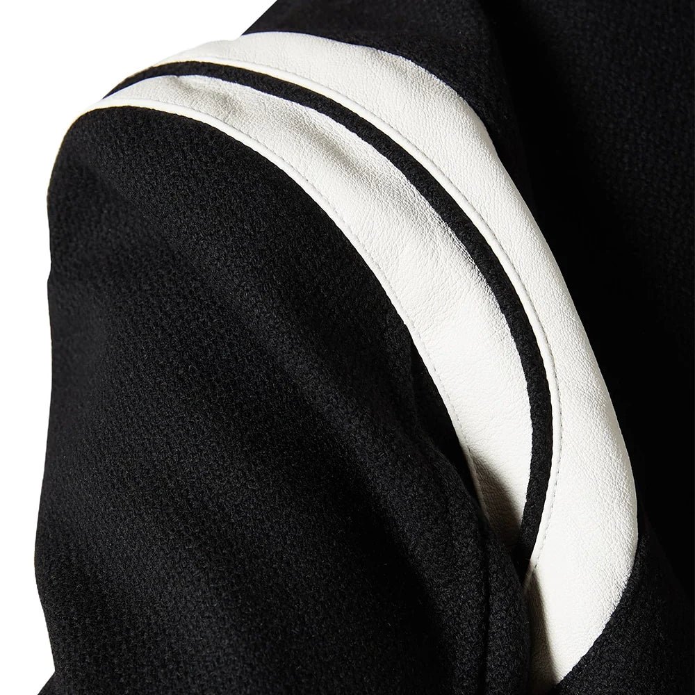 Men's Black & White Hybrid Varsity Jacket - Image 3