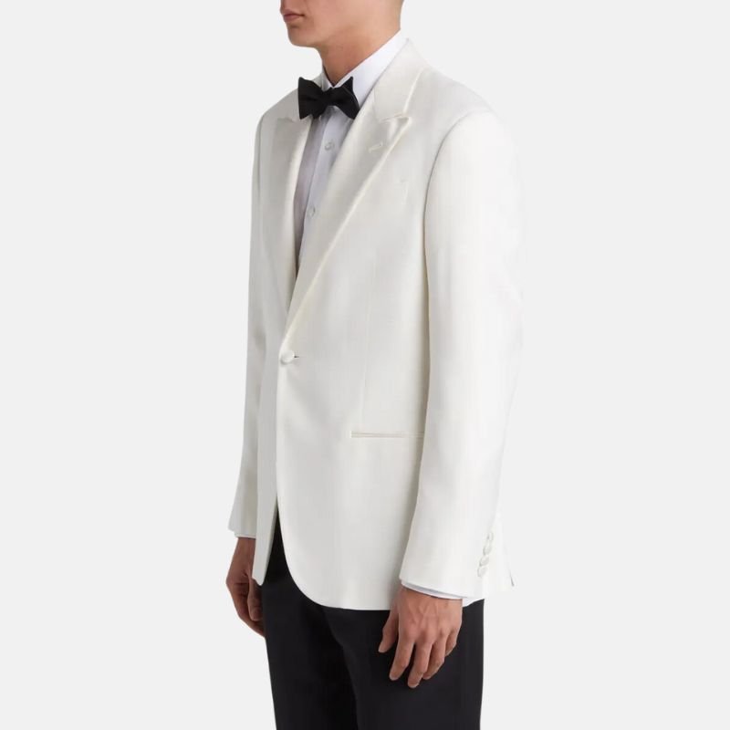 Men’s White Peak Lapel Tuxedo with Black Pants - Image 2
